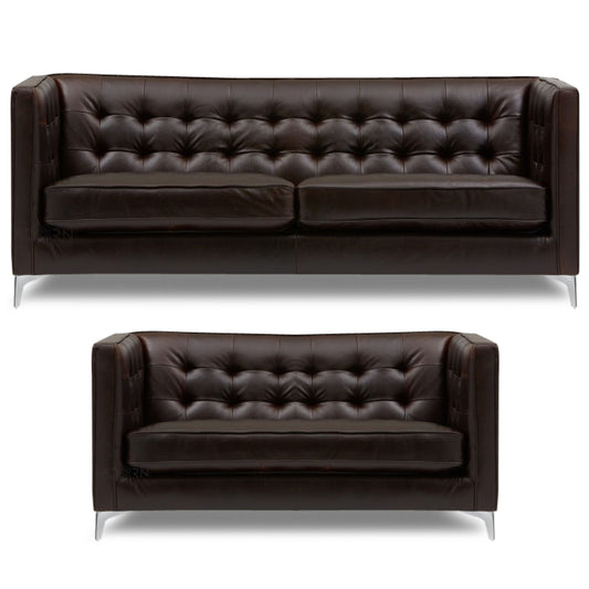 Adorn India Exclusive Cosmos Leaterette 3+2 Sofa Set (Brown)