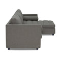 Adorn India Alexander L Shape 7 Seater Sofa Set with Ottoman Puffy RHS (Light Grey) (3 Year Warranty)