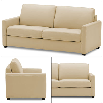 Adorn India Exclusive Flavio Leaterette Three Seater Sofa (Beige)