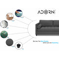 Adorn India Alexander L Shape 7 Seater Sofa Set with Ottoman Puffy RHS (Dark Grey) (3 Year Warranty)