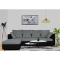 Zink Straight line L Shape 5 Seater Sofa Plain Cushion (Left Side Handle)(Grey & Black)