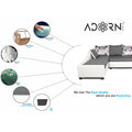 Adorn India Aliana L Shape Leatherette Fabric 6 Seater Sofa Set LHS (Light Grey & White) (3 Year Warranty)