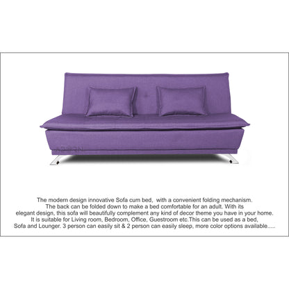 Adorn India Arden 3 Seater Sofa Cum Bed Fabric (Dark Purple)