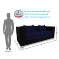 Almond 3 Seater Sofa Cumbed (Dark Blue & Black)