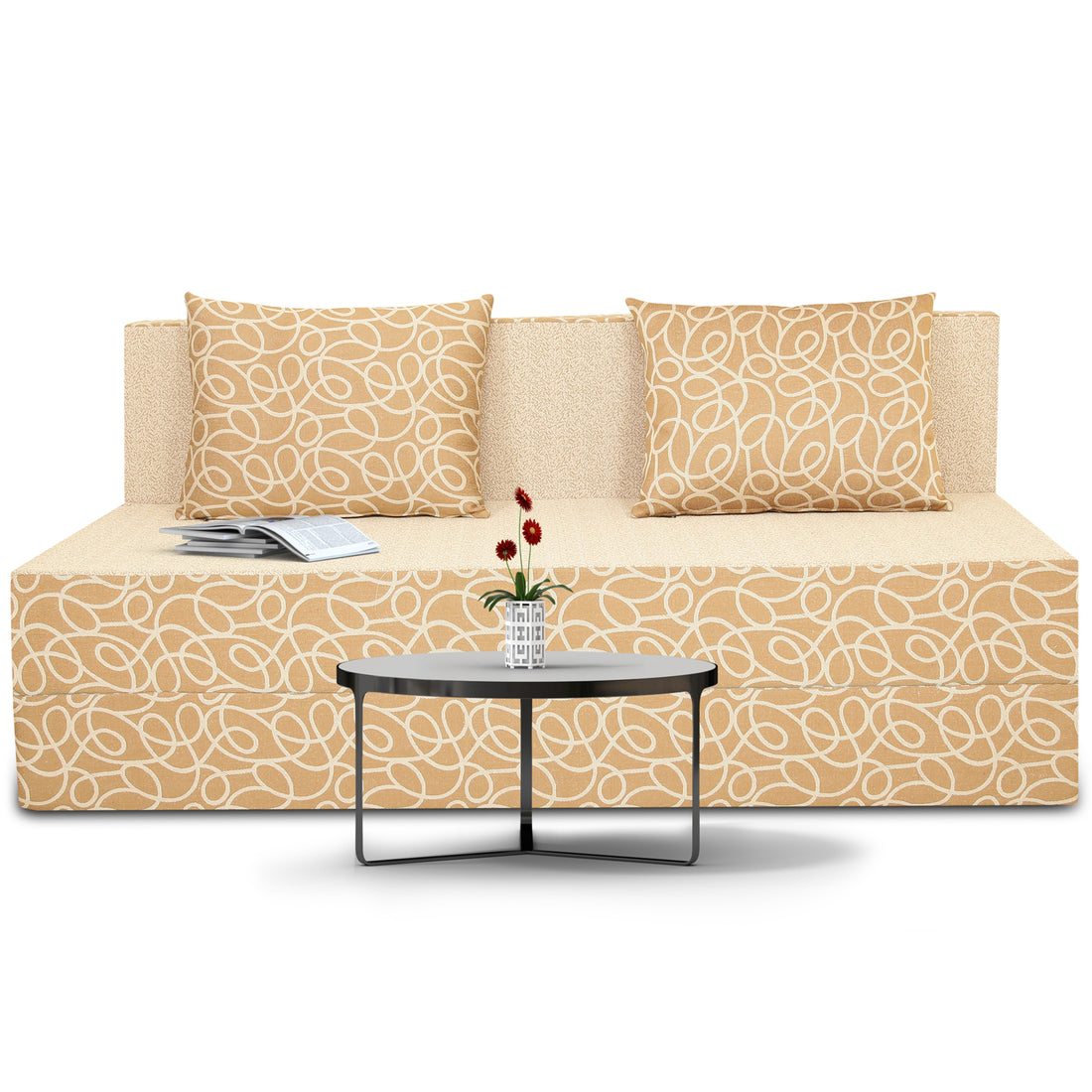 3 Seater Sofa Cum Bed Easy Poly Cotton (Beige) 5x6