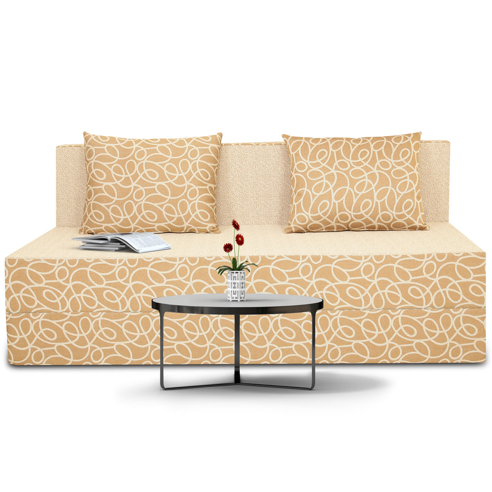 3 Seater Sofa Cum Bed Easy Poly Cotton (Beige) 5x6