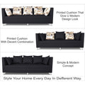 Adorn India Alica 3 Seater Sofa (Black), Wood, Foam