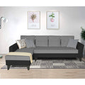 Adorn India Maddox Plain Two Tone L Shape 6 Seater Sofa Set LHS (Grey & Black) (3 Year Warranty)