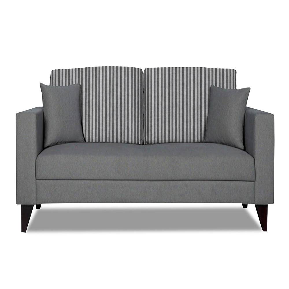 Adorn India Hector Stripes 2 Seater Sofa (Grey) Martin Plus