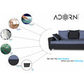 Adorn India Orlando Fabric L Shape Sofa (Black & Dark Grey)