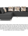 Adorn India Alica Modular Sofa Set(Dark Grey)