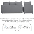 Zink Straight line L Shape 6 Seater Sofa Plain Cushion (Left Side Handle)(Grey)