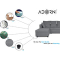 Zink Straight line L Shape 6 Seater Sofa Plain Cushion (Left Side Handle)(Grey)