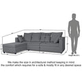 Zink Straight line L Shape 6 Seater Sofa Plain Cushion (Left Side Handle)(Grey)