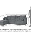 Adorn India Zink Straight line L Shape 6 Seater Sofa Plain Cushion (Left Side Handle)(Grey)