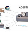 Adorn India Orlando Fabric  L Shape 6 seater Sofa  set (Dark Grey & Light Gery)