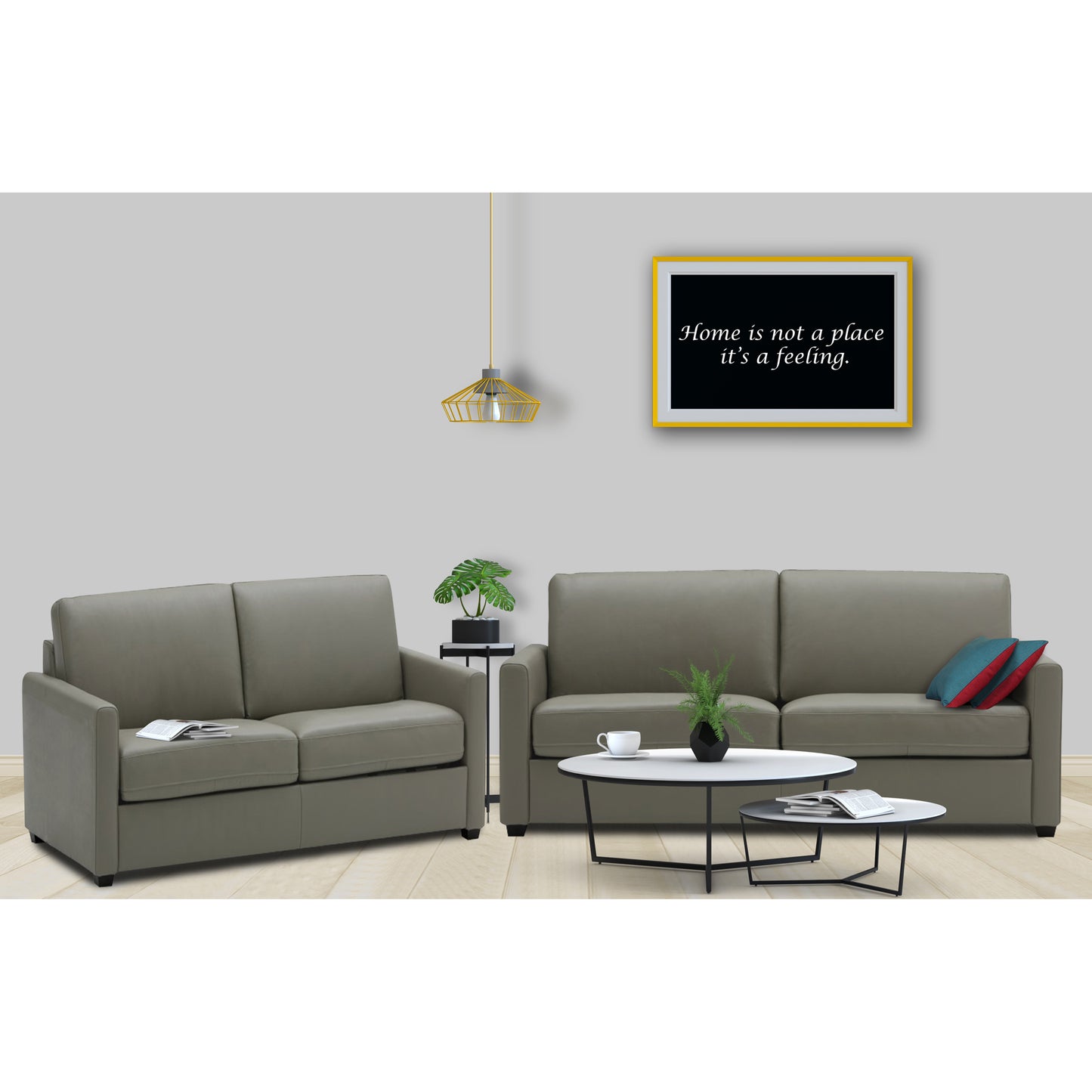 Adorn India Exclusive Flavio Leaterette 3+2 Sofa Set (Grey)