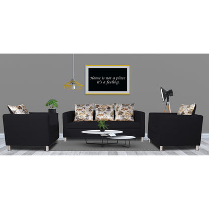 Adorn India Alita 3-1-1 Compact 5 setaer Sofa Set (Black), Wood, Foam