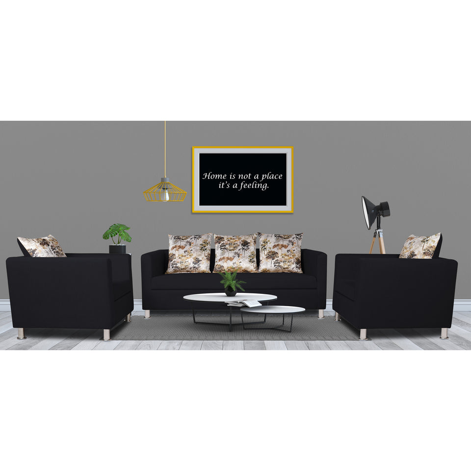Alita 3-1-1 Compact 5 setaer Sofa Set (Black), Wood, Foam