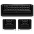 Adorn India Cosmos Leatherette 3-1-1 Sofa Set (Black)