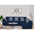 Adorn India Rio HighBack L Shape 6 Seater Sofa Set (Right Hand Side) (Blue) (3 Year Warranty)