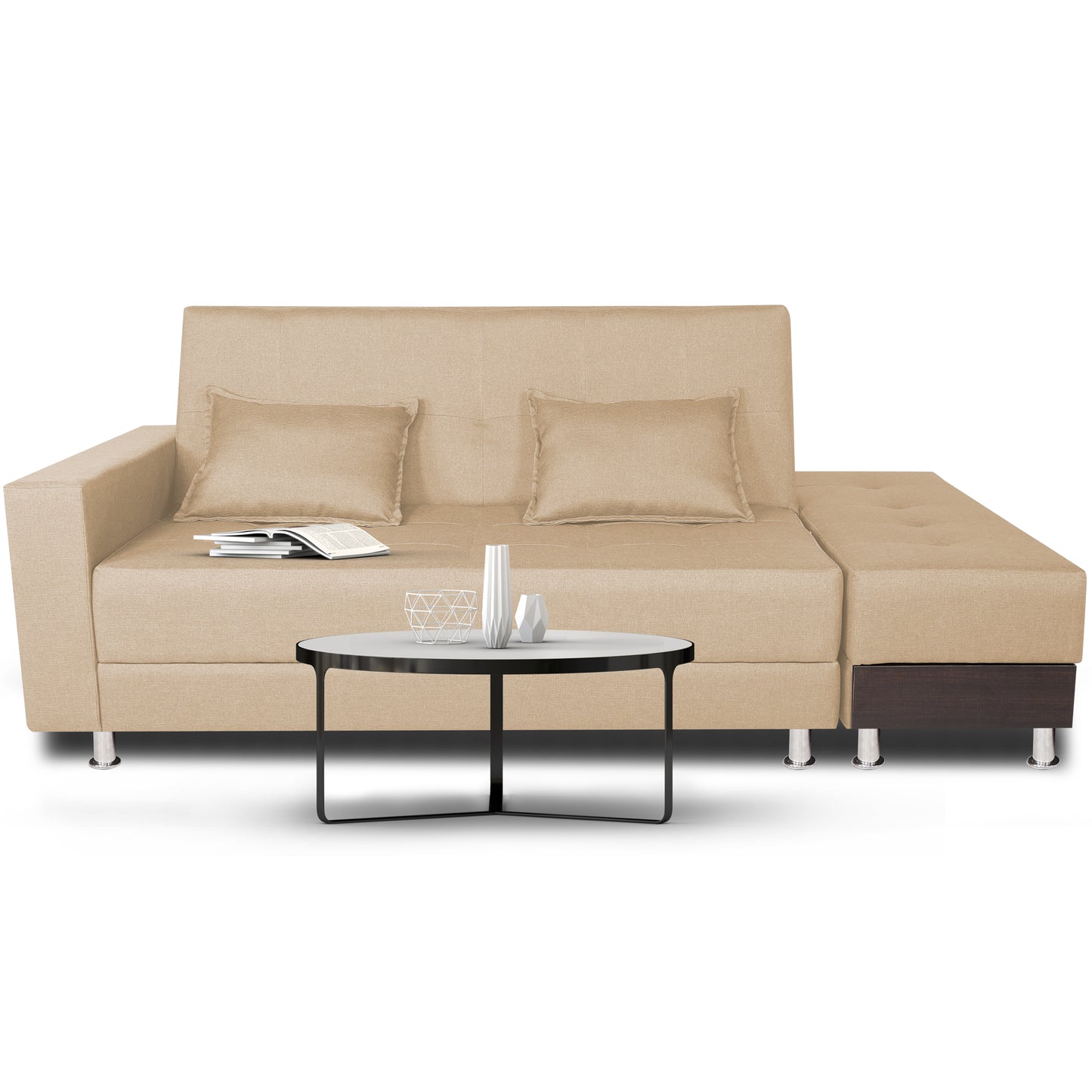 Adorn India Flora Sofa Cum bed (Beige)