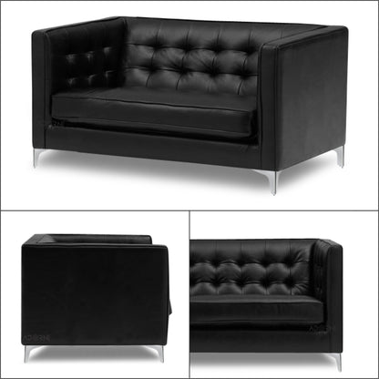 Adorn India Exclusive Cosmos Leaterette 3+2 Sofa Set (Black)