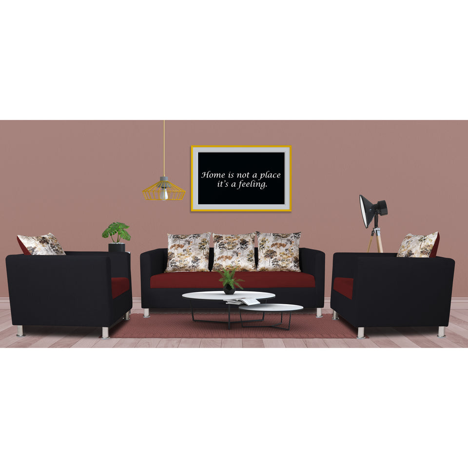 Exclusive Two Tone Alita Compact 3-1-1 Sofa Set (Maroon & Black), Wood, Foam