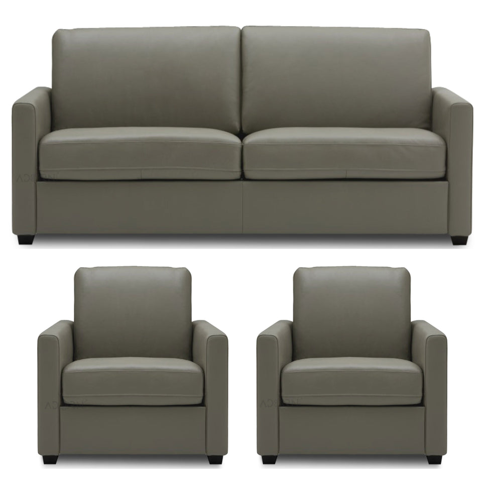 Exclusive Flavio Leatherette 3-1-1 Sofa Set (Grey)