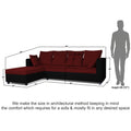 Zink Straight line L Shape 5 Seater Sofa Plain Cushion (Left Side Handle)(Maroon & Black)