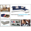 Adorn India Aliana L Shape Leatherette Fabric 6 Seater Sofa (Blue & White)