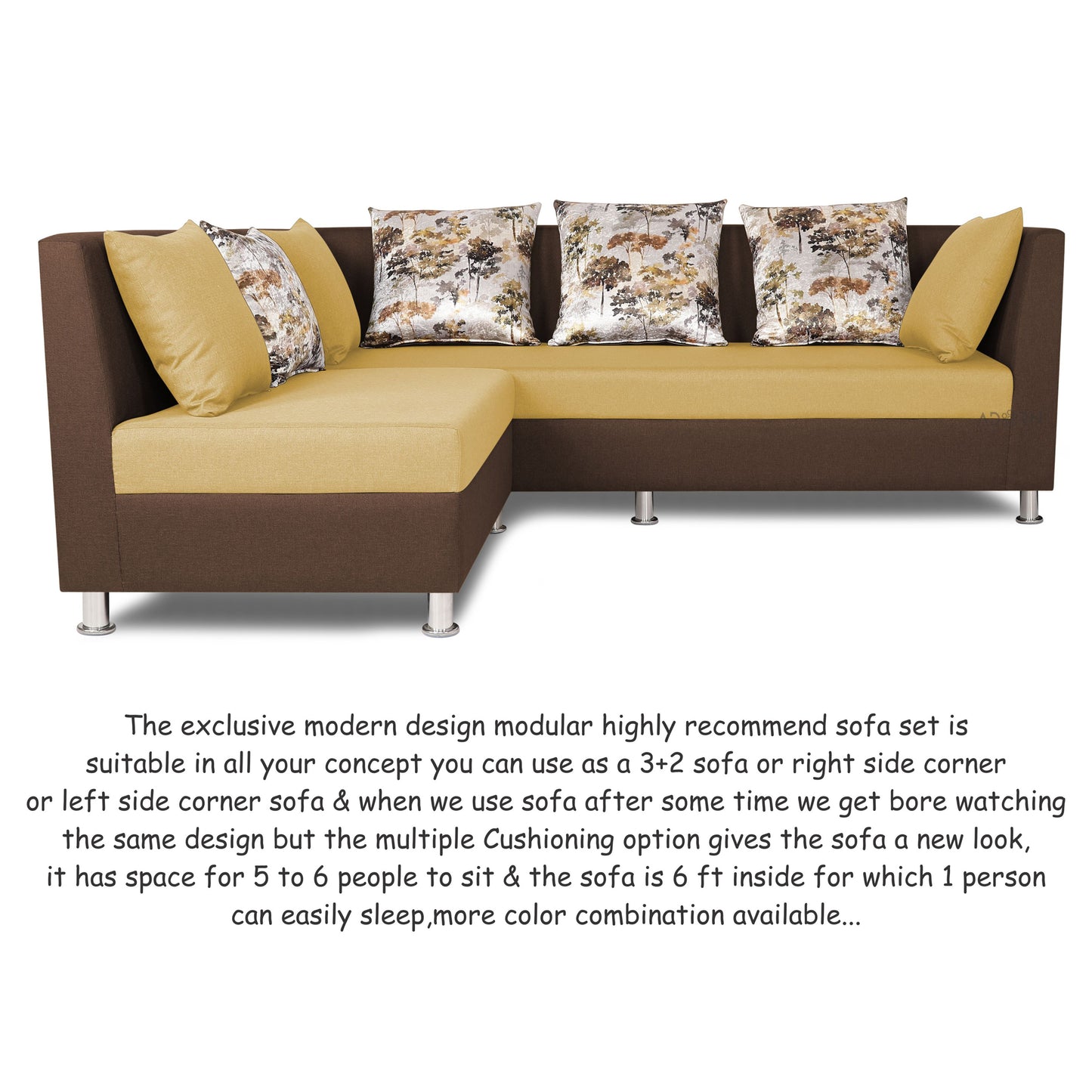 Adorn India Exclusive Two Tone Alica Modular Sofa Set (Brown & Beige)