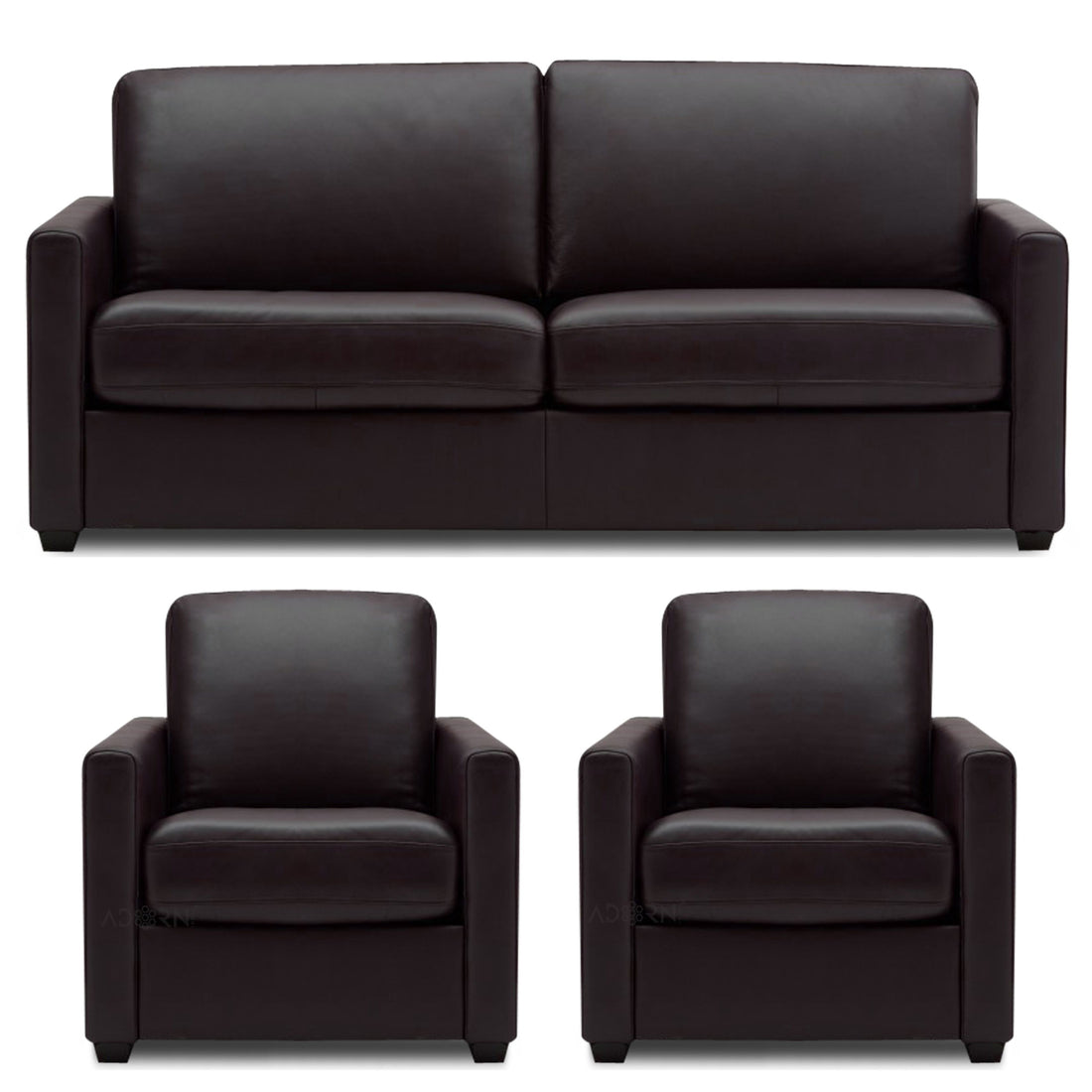 Adorn India Exclusive Flavio Leatherette 3-1-1 Sofa Set (Brown)
