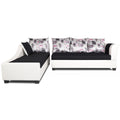 Adorn India Aliana L Shape Leatherette Fabric 6 Seater Sofa Set LHS (Black & White) (3 Year Warranty)