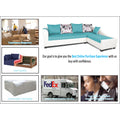 Adorn India Aliana L Shape Leatherette Fabric 6 Seater Sofa Set RHS (Aqua Blue & White) (3 Year Warranty)