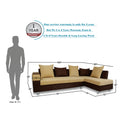 Adorn India Adillac 5 Seater Corner Sofa(Right Side)(Brown & Beige), Wood, Foam