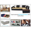 Adorn India Orlando Fabric L Shape 6 seater Sofa  set (Black & Beige)