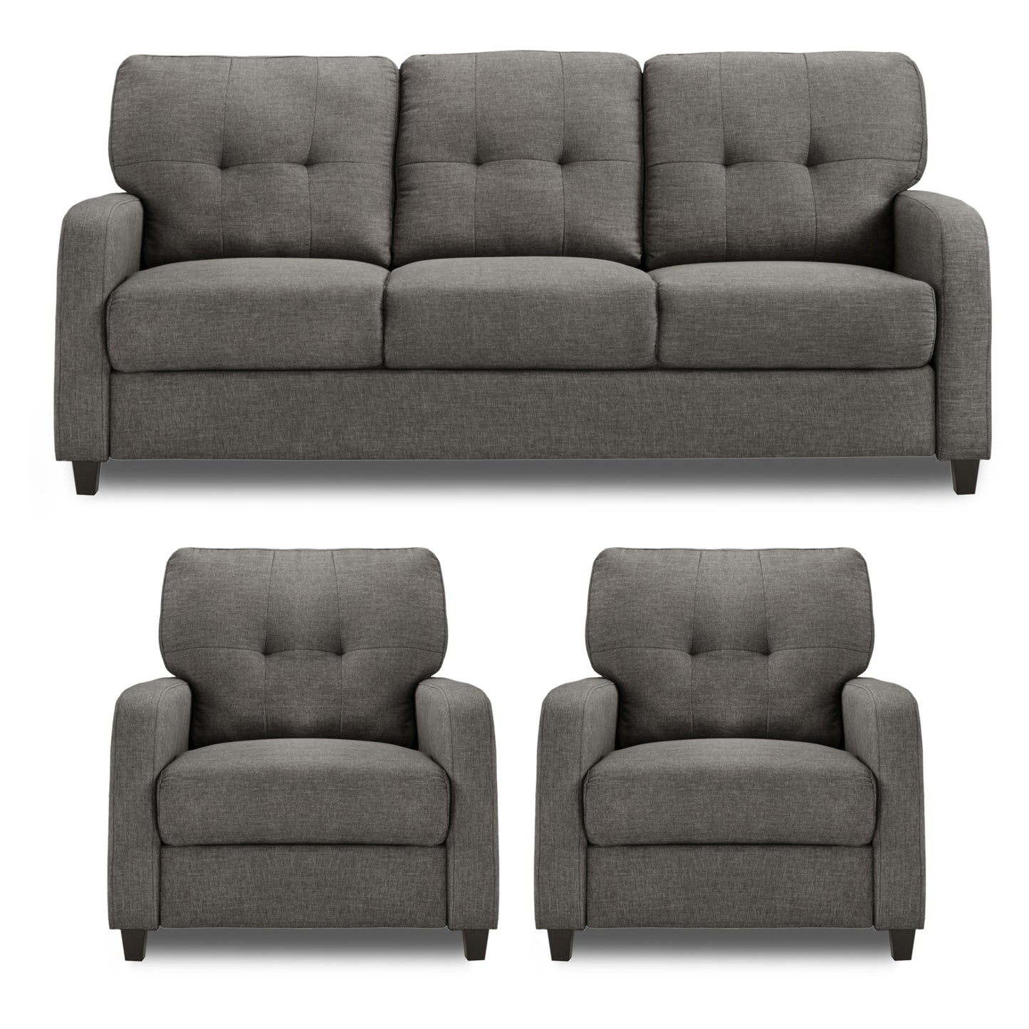 Adorn India Astor 3+1+1 Sofa Set (Grey)