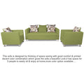 Adorn India Alita 3-1-1 Compact 5 Seater Sofa Set (Green), Wood, Foam