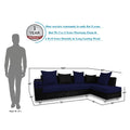 Adorn India Adillac 5 Seater Corner Sofa(Right Side)(Navy Blue & Black), Wood, Foam