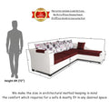 Adorn India Aliana L Shape Leatherette Fabric 6 Seater Sofa Set RHS (Maroon & White) (3 Year Warranty)