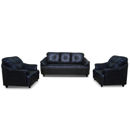 Adorn India Webster Leatherette Five Seater Sofa Set 3-1-1 (Black)
