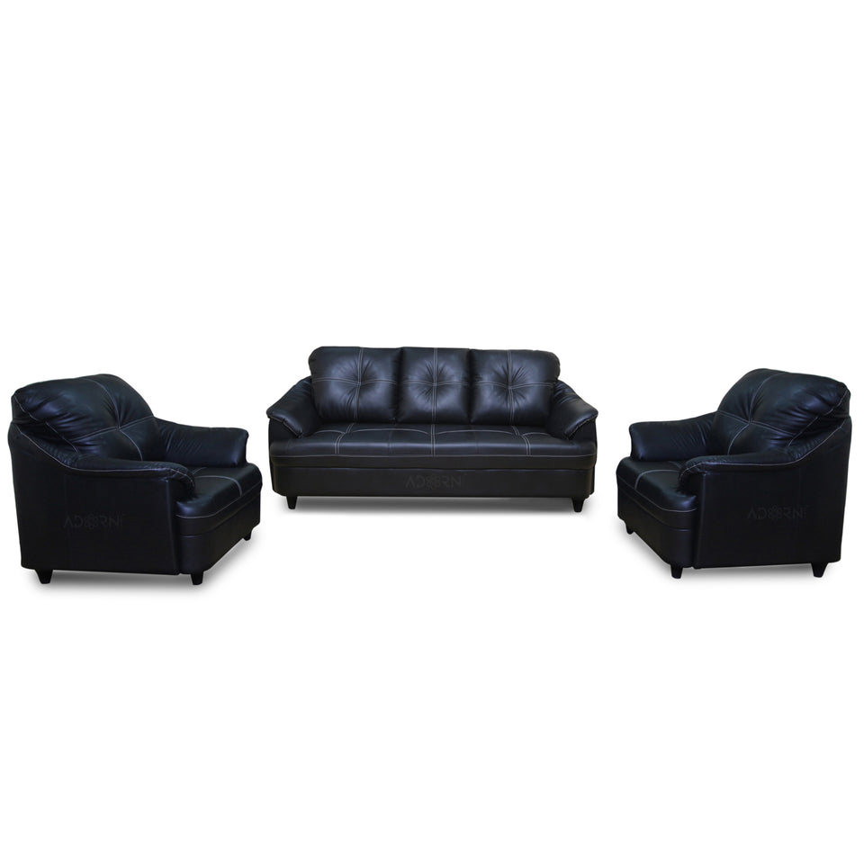 Webster Leatherette 5 Seater Sofa Set 3-1-1 (Black)