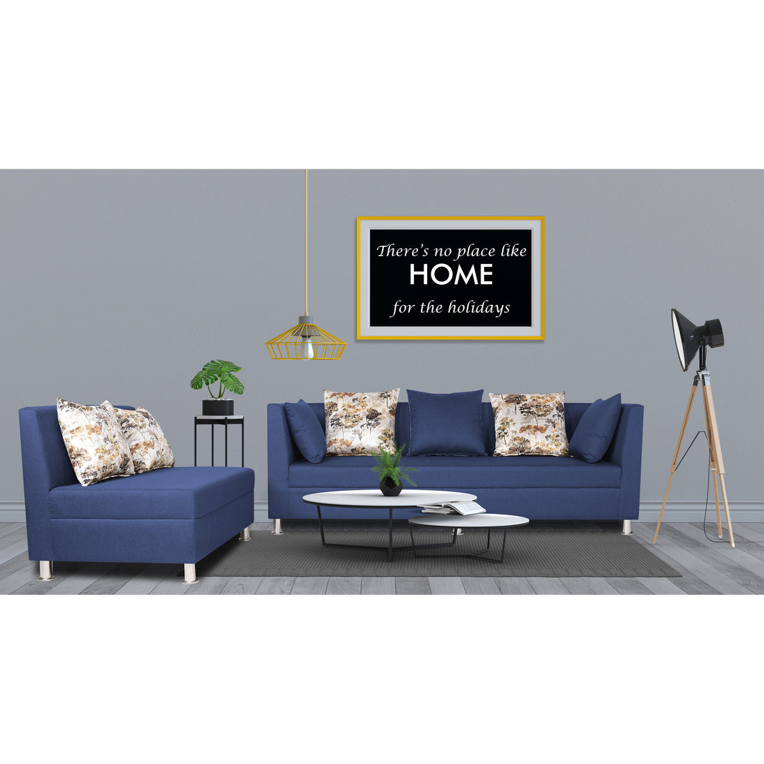 Adorn India Alica Modular Sofa Set (Blue)