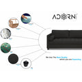 Adorn India Alexander L Shape 7 Seater Sofa Set with Ottoman Puffy RHS (Black) (3 Year Warranty)