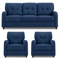 Adorn India Astor 3+1+1 5 Seater Sofa Set (Blue) (3 Year Warranty)