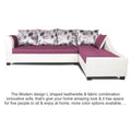 Adorn India Aliana L Shape Leatherette Fabric 6 Seater Sofa Set RHS (Light Purple & White) (3 Year Warranty)