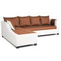 Aliana L Shape Leatherette Fabric 6 Seater Sofa Set LHS (Rust & White)