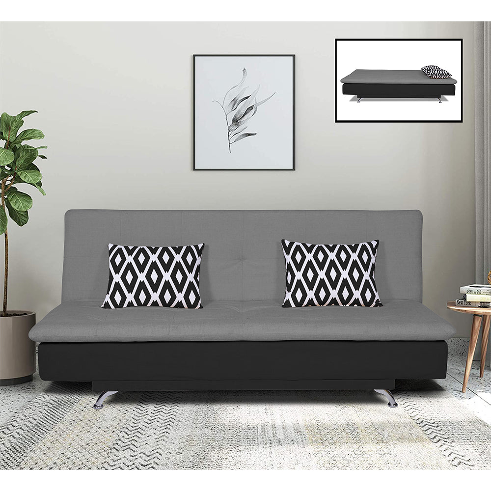 Adorn India Aspen Two Tone Rhombus Sofa Cum Bed (Grey & Black)
