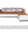 Adorn India Aliana L Shape Leatherette Fabric 6 Seater Sofa (Rust & White)